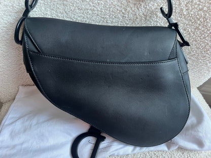 Christian Dior Black Ultra Matte Saddle Bag with Strap