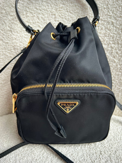 Prada Re-Nylon Duet Black Bucket Bag (RRP £1380)