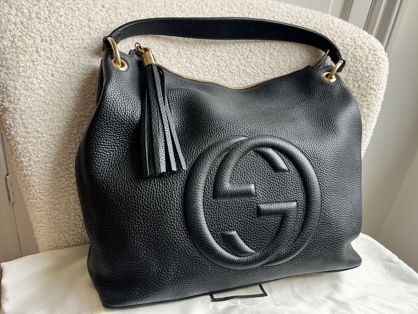 Gucci Soho Large Hobo in Black Pebbled Calfskin