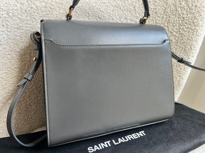 Saint Laurent YSL Cassandra Top Handle with Strap in Storm Grey Calfskin & Suede (RRP £2740)