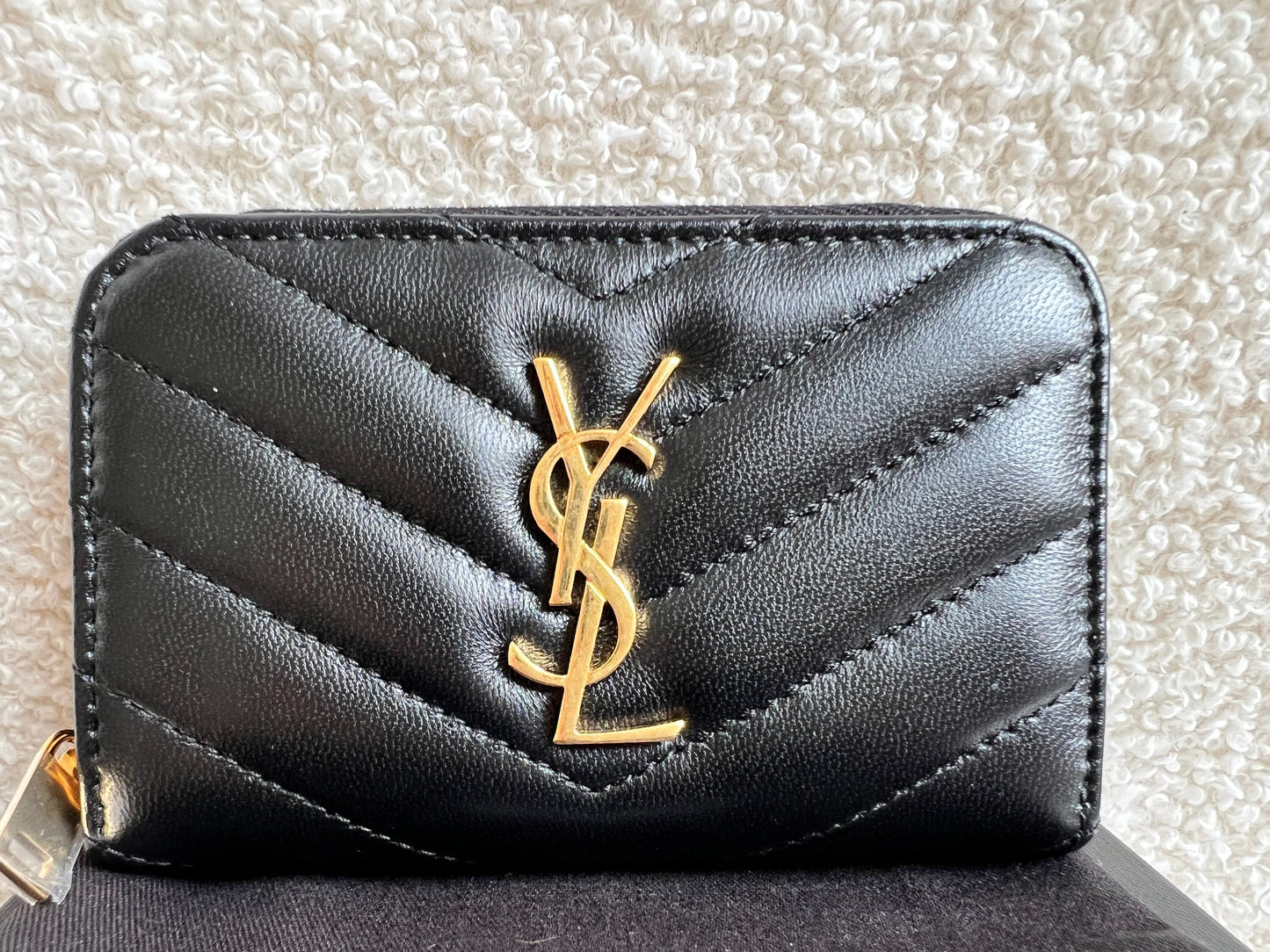Yves Saint Laurent Black Lambskin Cassandre Small Zip Wallet (RRP £400)