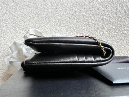 Yves Saint Laurent (YSL) Black Puffy Lambskin Wallet on Chain with Gold Hardware (RRP £960)