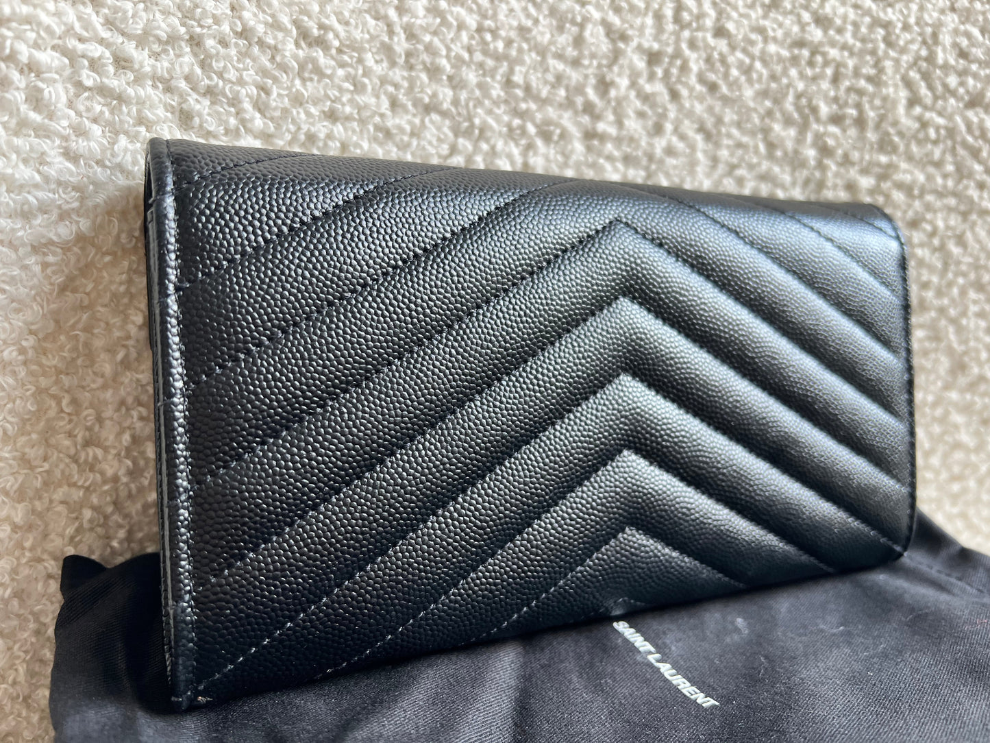 Yves Saint Laurent Black Large Cassandre Flap Wallet (RRP £665)