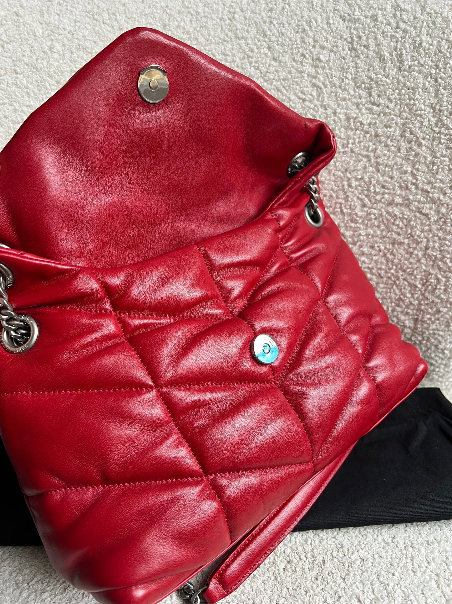 Yves Saint Laurent (YSL) Small Puffer in Red Quilted Lambskin (RRP £2,415)