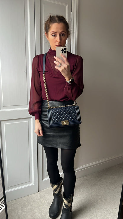 Chanel Navy Blue Lambskin Medium Boy Bag (RRP £5800)
