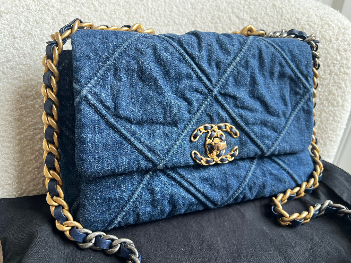 Chanel Small 19 in Blue Denim