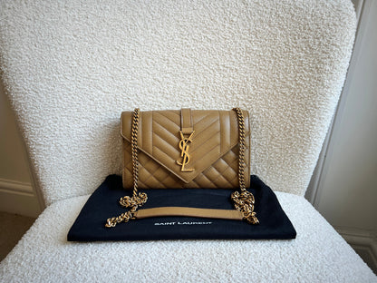 Yves Saint Laurent (YSL) Beige Small Envelope Bag (RRP £1,940)