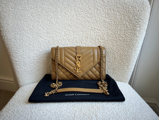 Yves Saint Laurent (YSL) Beige Small Envelope Bag (RRP £1,940)