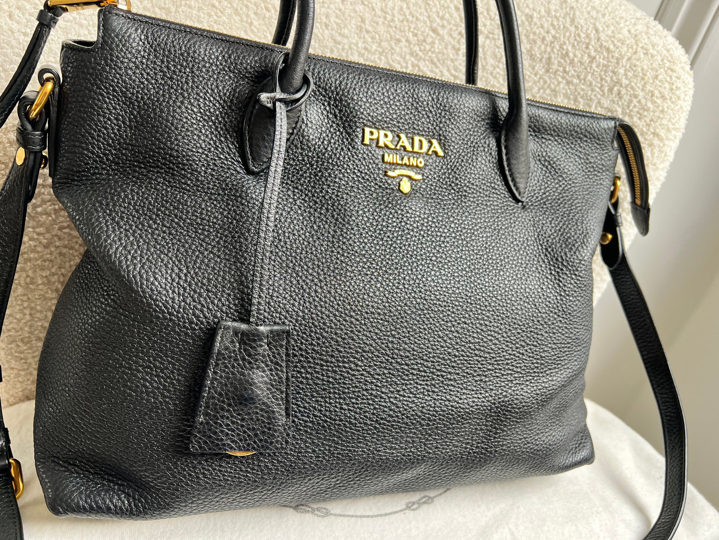 Prada Black Vitello Daino Shoulder Bag