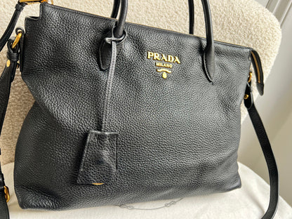Prada Black Vitello Daino Shoulder Bag