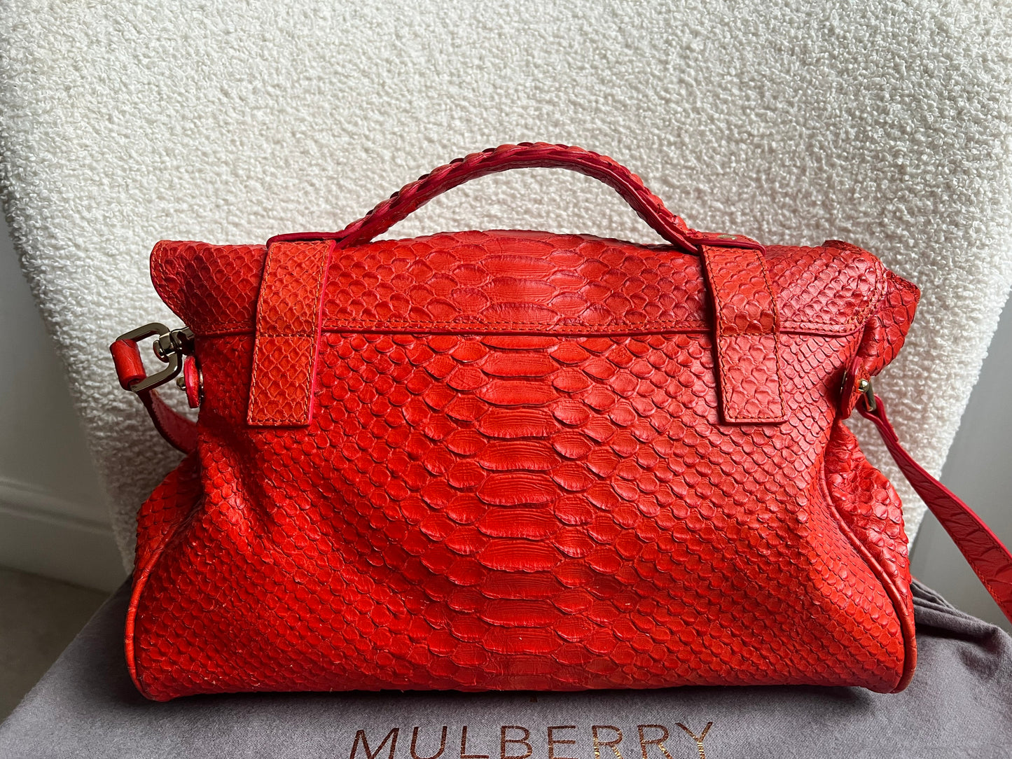 Mulberry Flame Red Silky Snake Print Regular Alexa (RRP £1100)