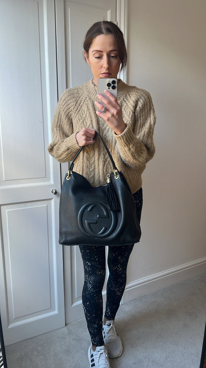 Gucci Soho Large Hobo in Black Pebbled Calfskin