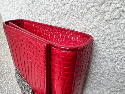 Yves Saint Laurent (YSL) Red Croc Small Kate with Silver Hardware (RRP £1,675)