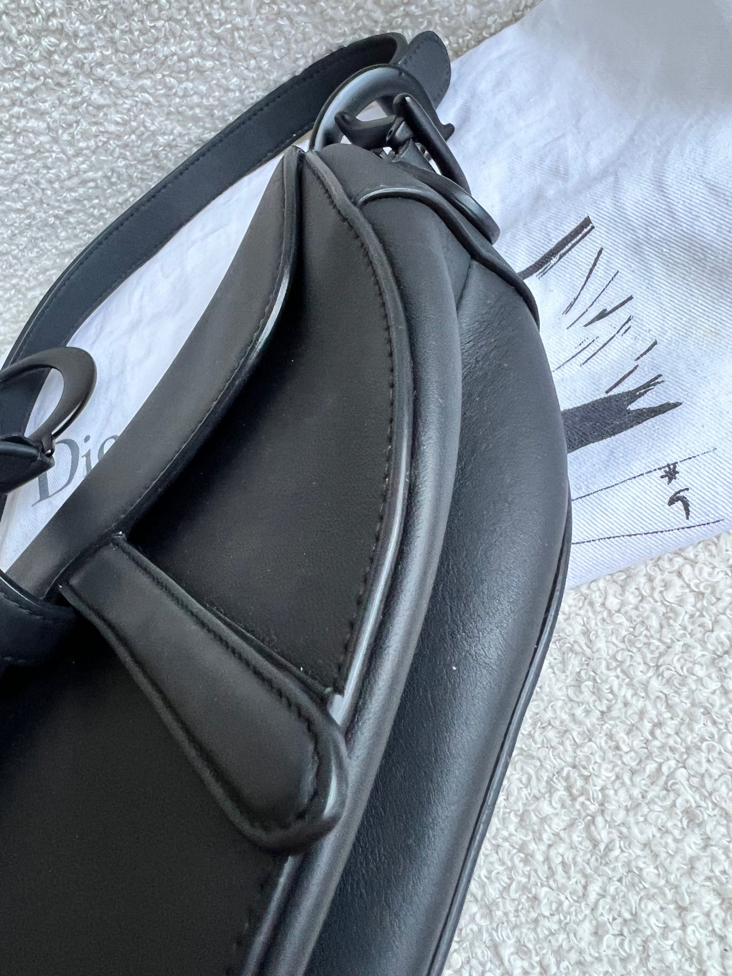 Christian Dior Black Ultra Matte Saddle Bag with Strap