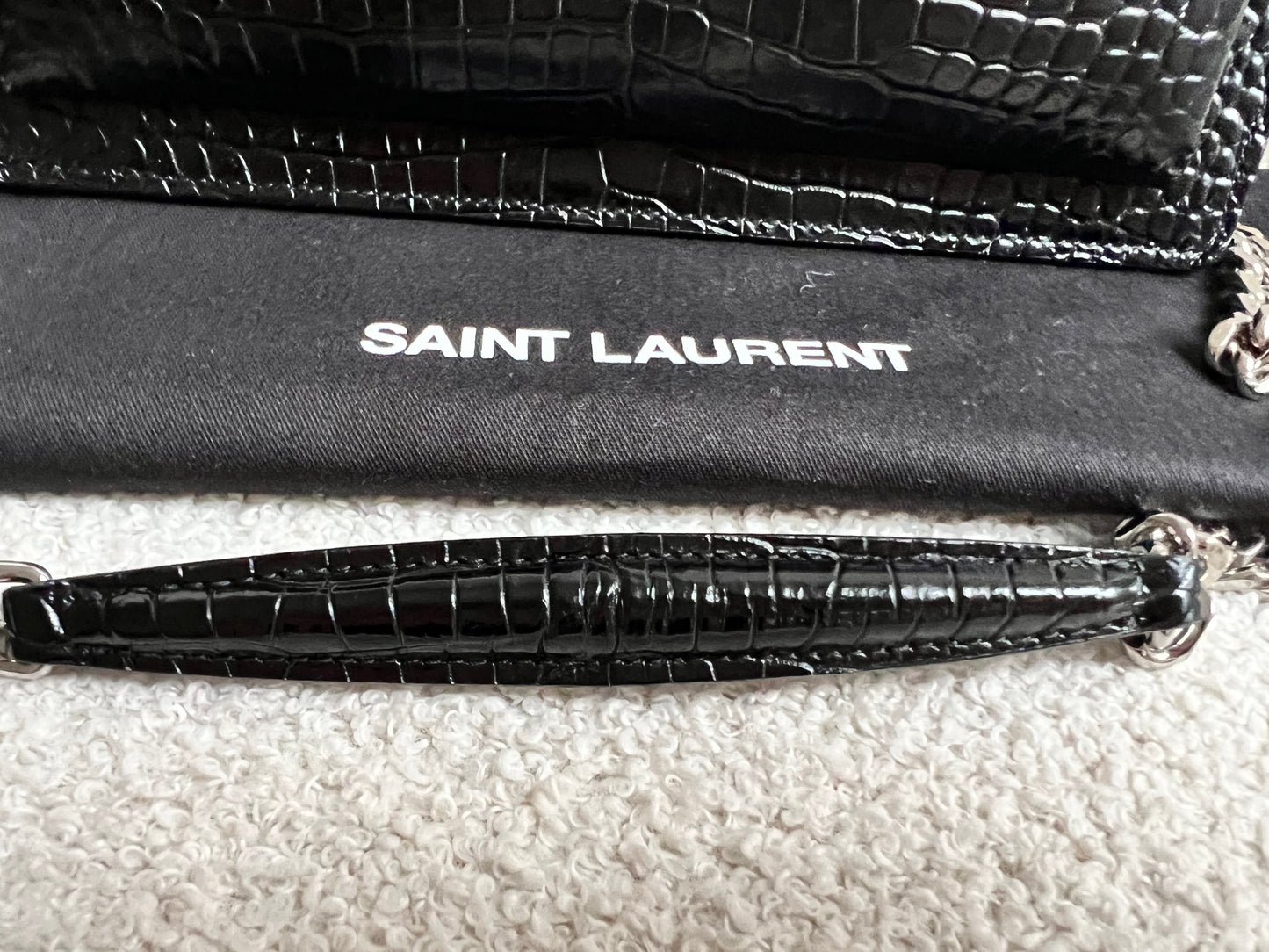 Yves Saint Laurent (YSL) Black Croc Medium Sunset with Silver Hardware (RRP £2,200)