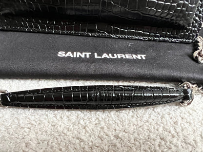 Yves Saint Laurent (YSL) Black Croc Medium Sunset with Silver Hardware (RRP £2,200)