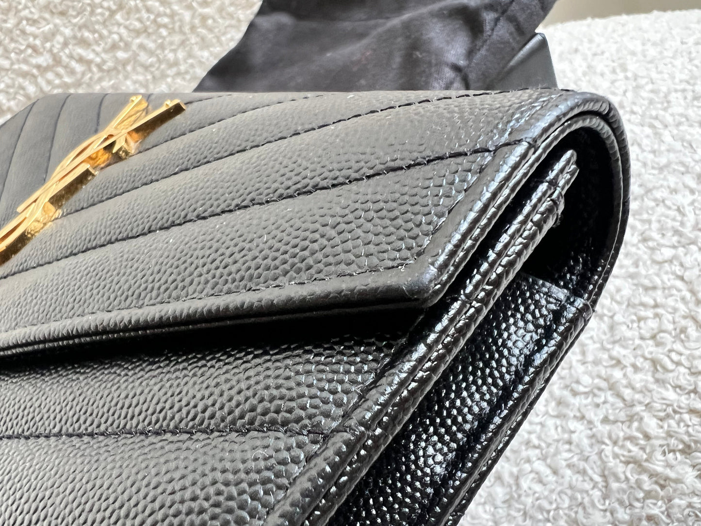Yves Saint Laurent Black Large Cassandre Flap Wallet (RRP £665)