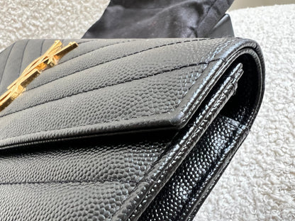 Yves Saint Laurent Black Large Cassandre Flap Wallet (RRP £665)