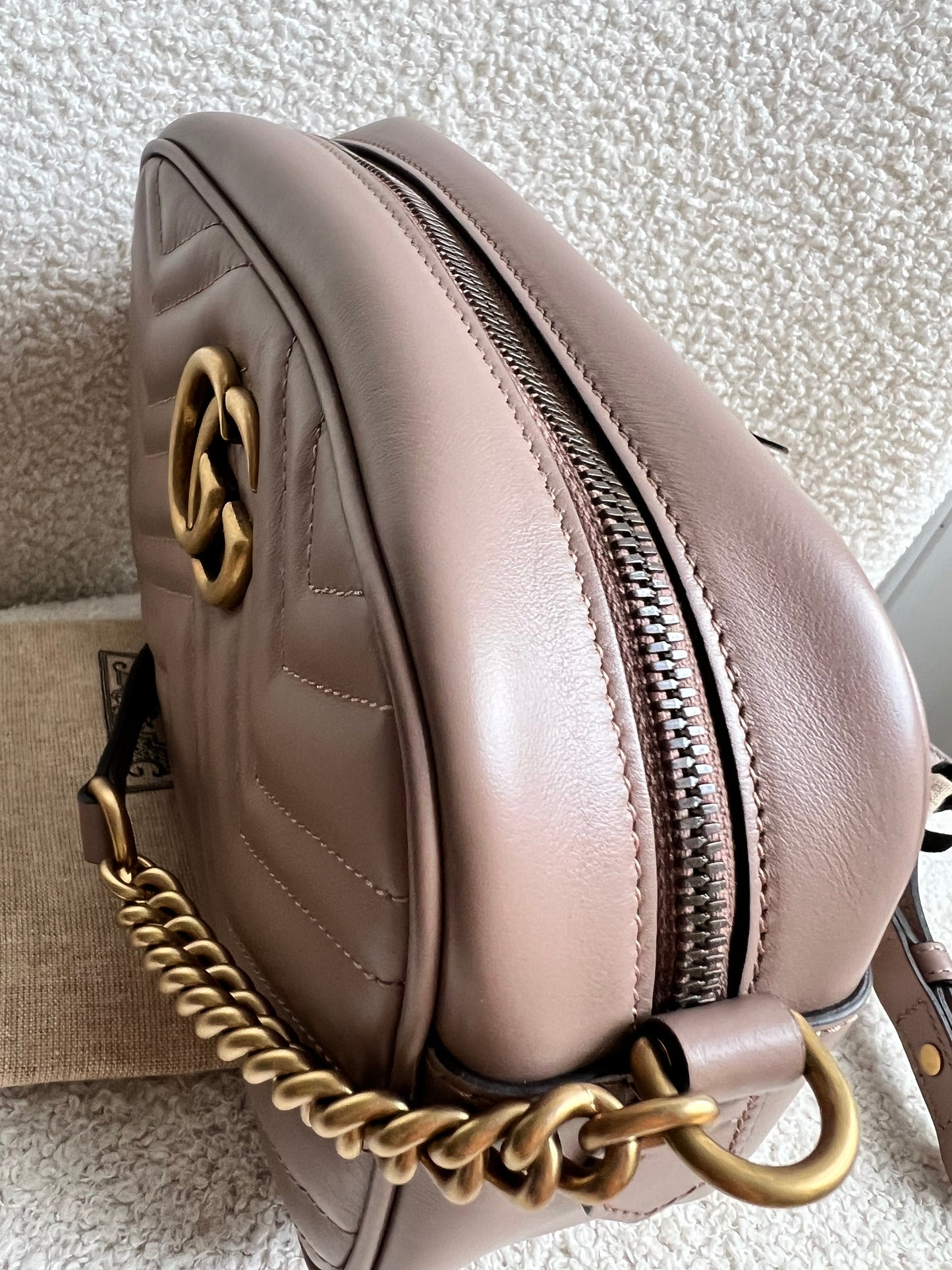 Gucci GG Marmont Porcelain Rose Small Shoulder Bag (RRP £1440)