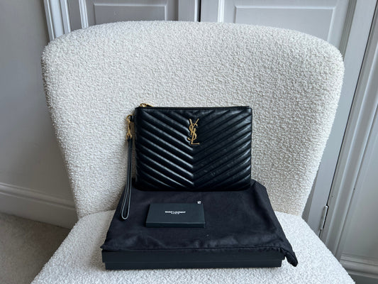 Yves Saint Laurent (YSL) Black Monogram Clutch Pouch (RRP £530)