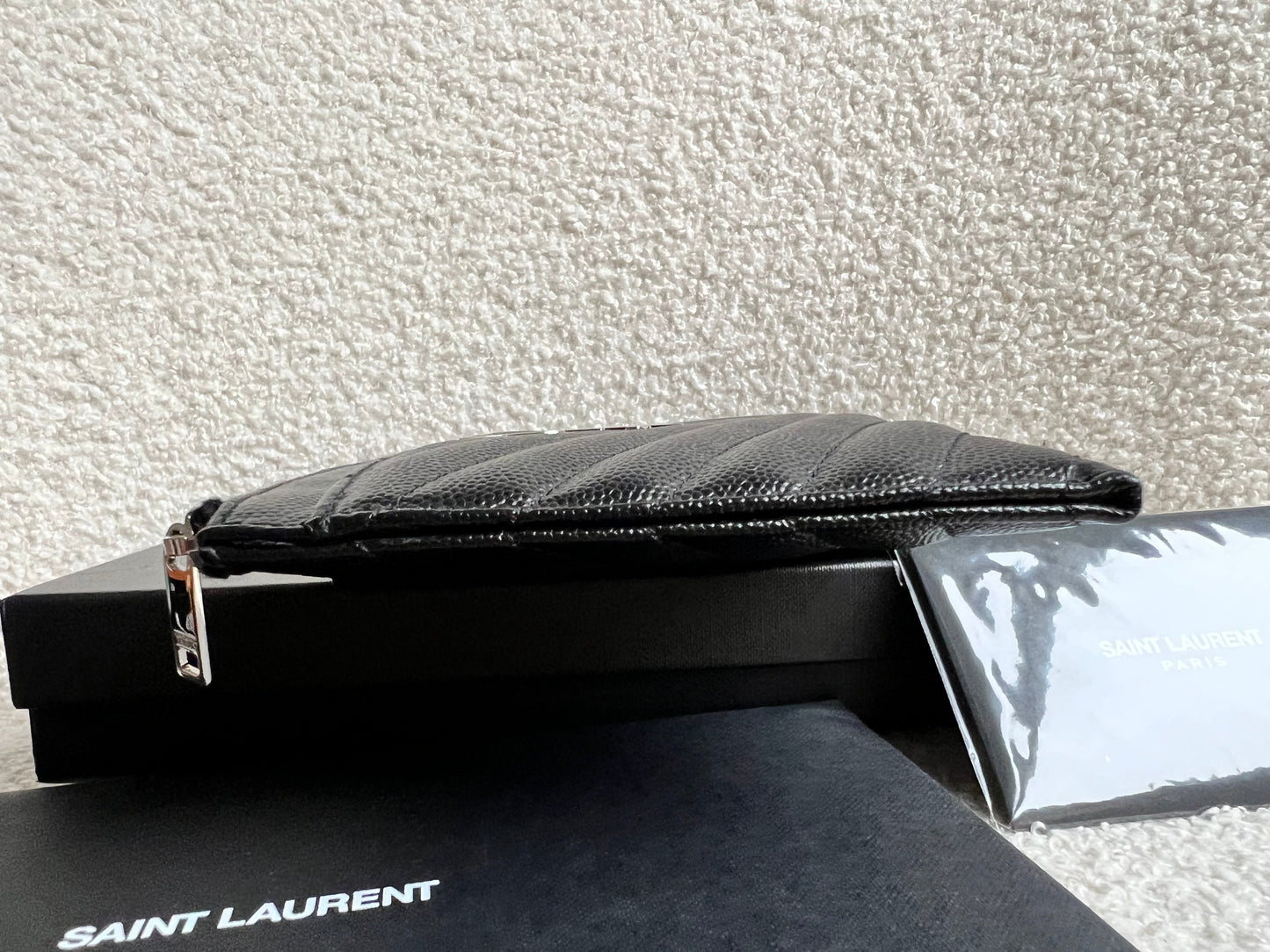Yves Saint Laurent (YSL) Black Cassandra Zip Pouch (RRP £365)