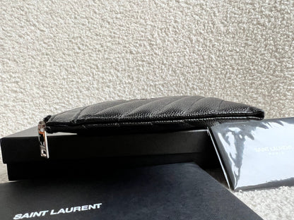 Yves Saint Laurent (YSL) Black Cassandra Zip Pouch (RRP £365)