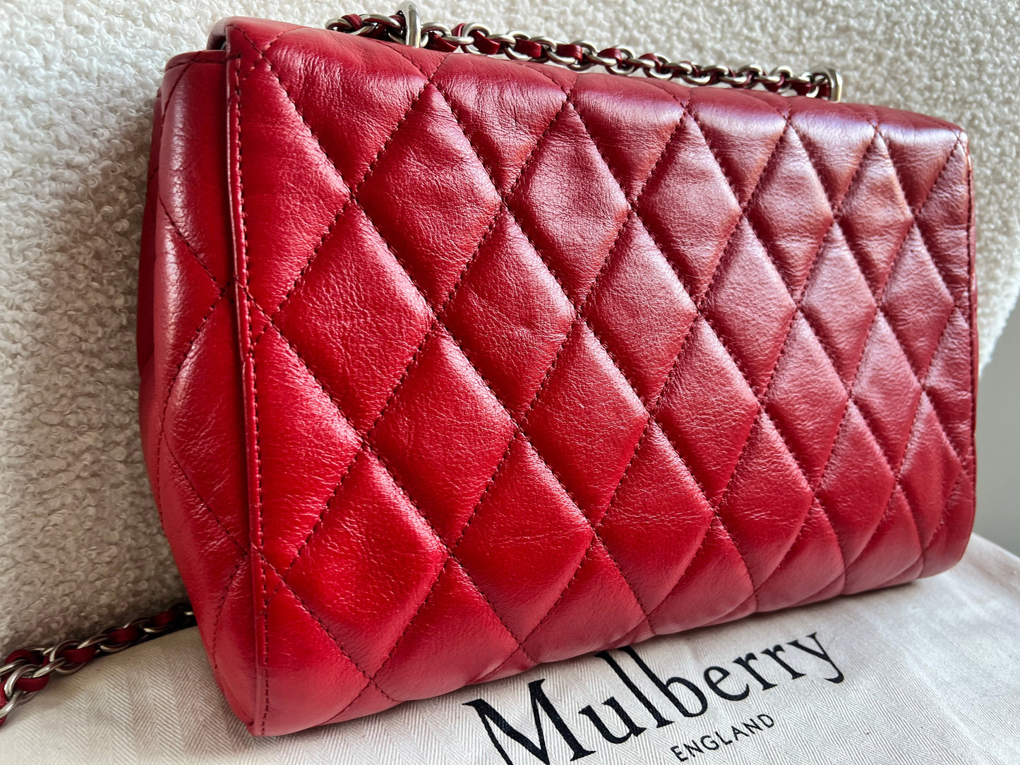 Mulberry Scarlet Red Quilted Medium Lily with Gold Hardware (RRP £1095)