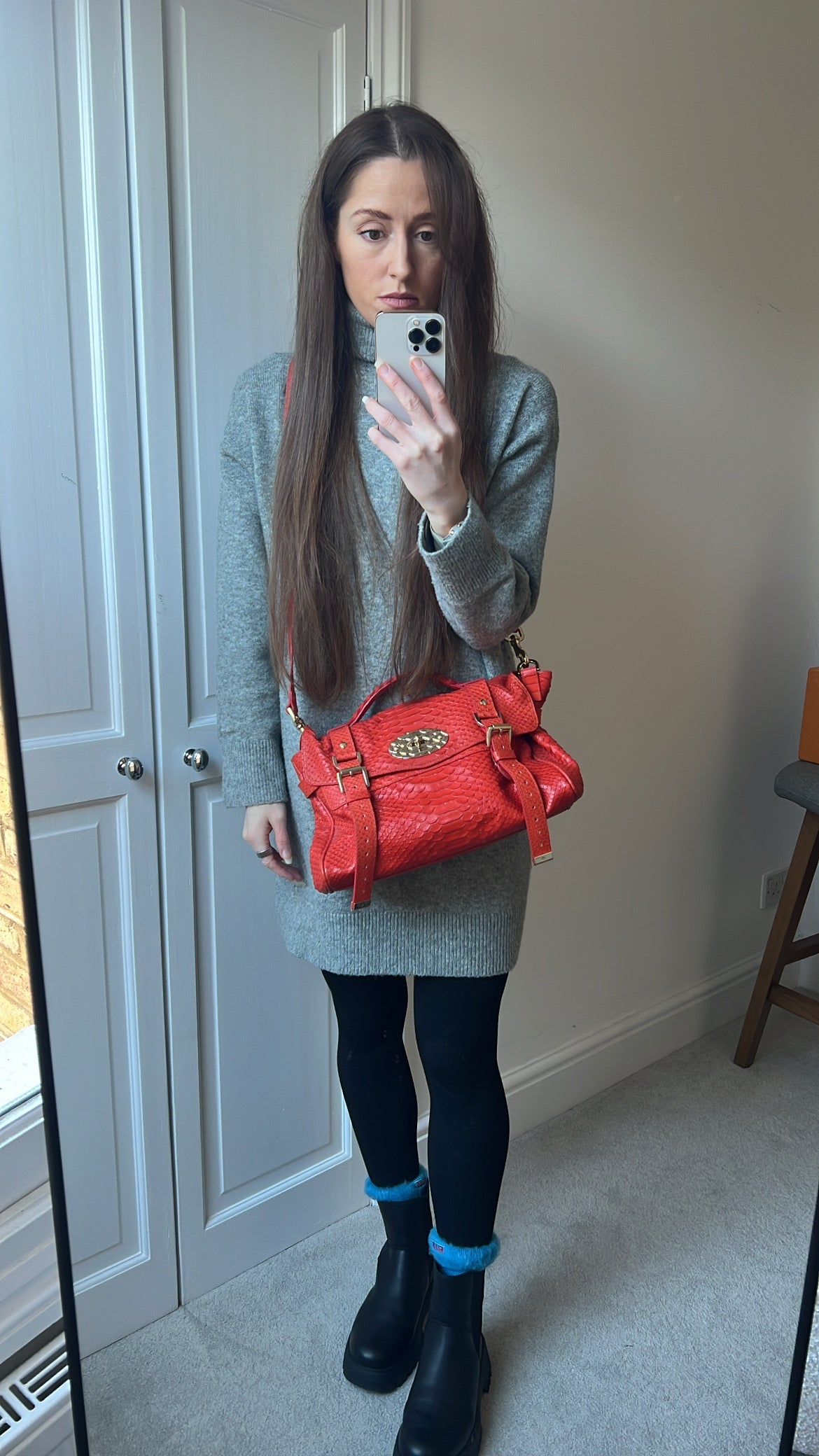 Mulberry Flame Red Silky Snake Print Regular Alexa (RRP £1100)