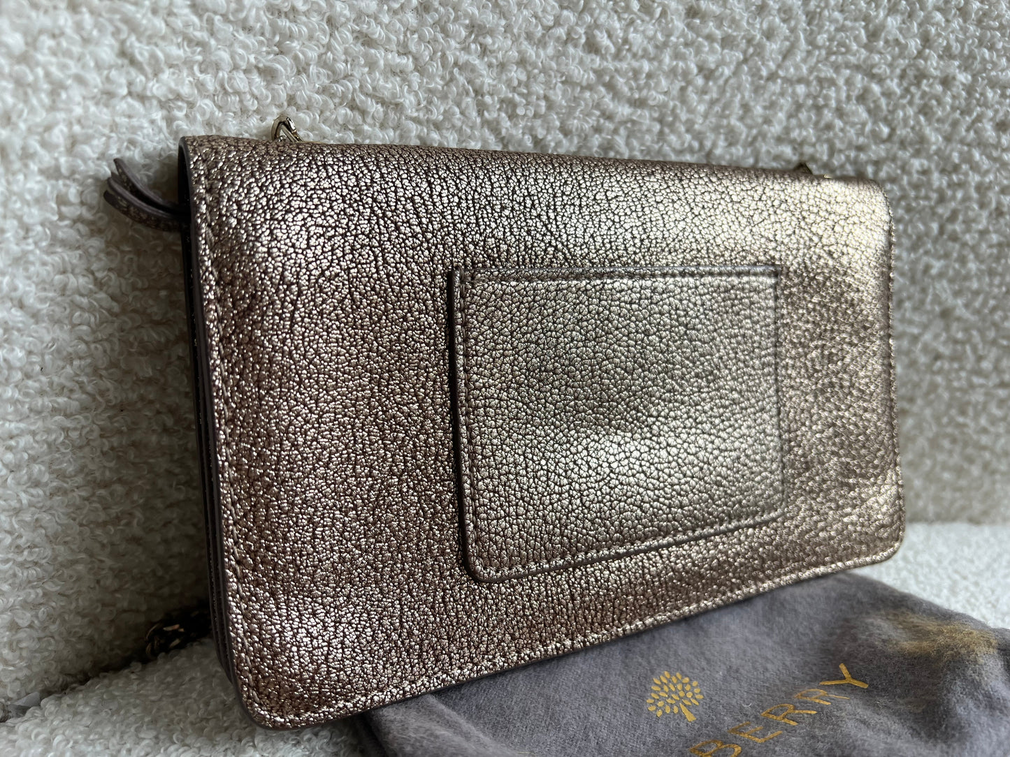Mulberry Metallic Mushroom Bayswater Clutch (RRP £495)