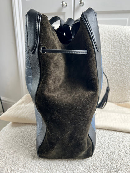 Mulberry Pale Navy Matte Croc, Silky Calf and Suede Millie Tote (£1,095)