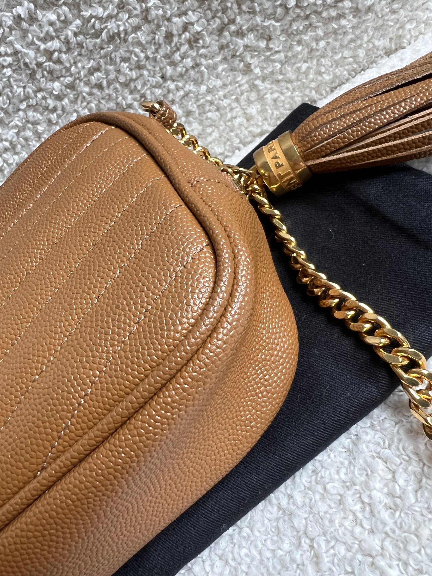 Yves Saint Laurent (YSL) Tan Mini Lou Camera Bag (RRP £1285)