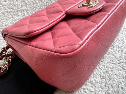 Chanel Mini Rectangular Classic Flap Valentines Day Edition in Pink Lambskin