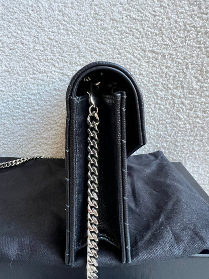 Yves Saint Laurent (YSL) Black Cassandra Envelope Chain Wallet (RRP £870)