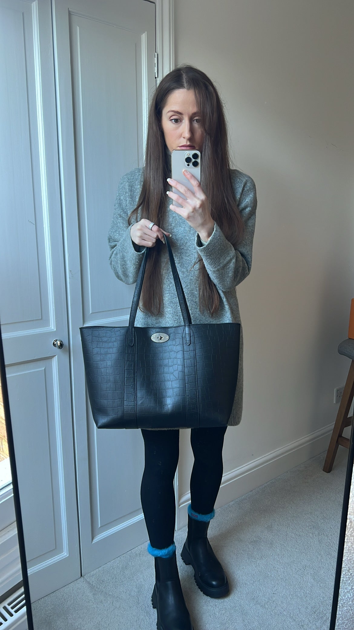 Mulberry Black Matte Croc Bayswater Tote (RRP £845)