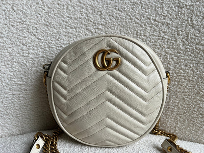 Gucci GG Round White Marmont Small Shoulder Bag (RRP £1,090)