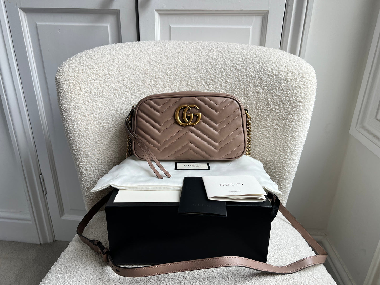 Gucci GG Marmont Dusty Pink Small Shoulder Bag (RRP £1440)