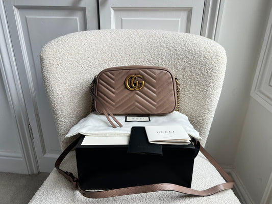 Gucci GG Marmont Dusty Pink Small Shoulder Bag (RRP £1440)