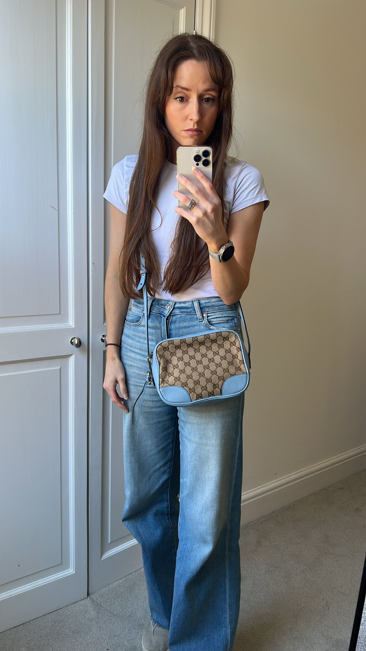 Gucci Bree GG Canvas Light Blue Small Messenger Bag