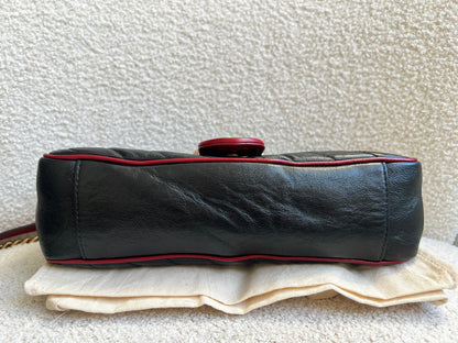 Gucci GG Black and Red Torchon Marmont Small Shoulder Bag