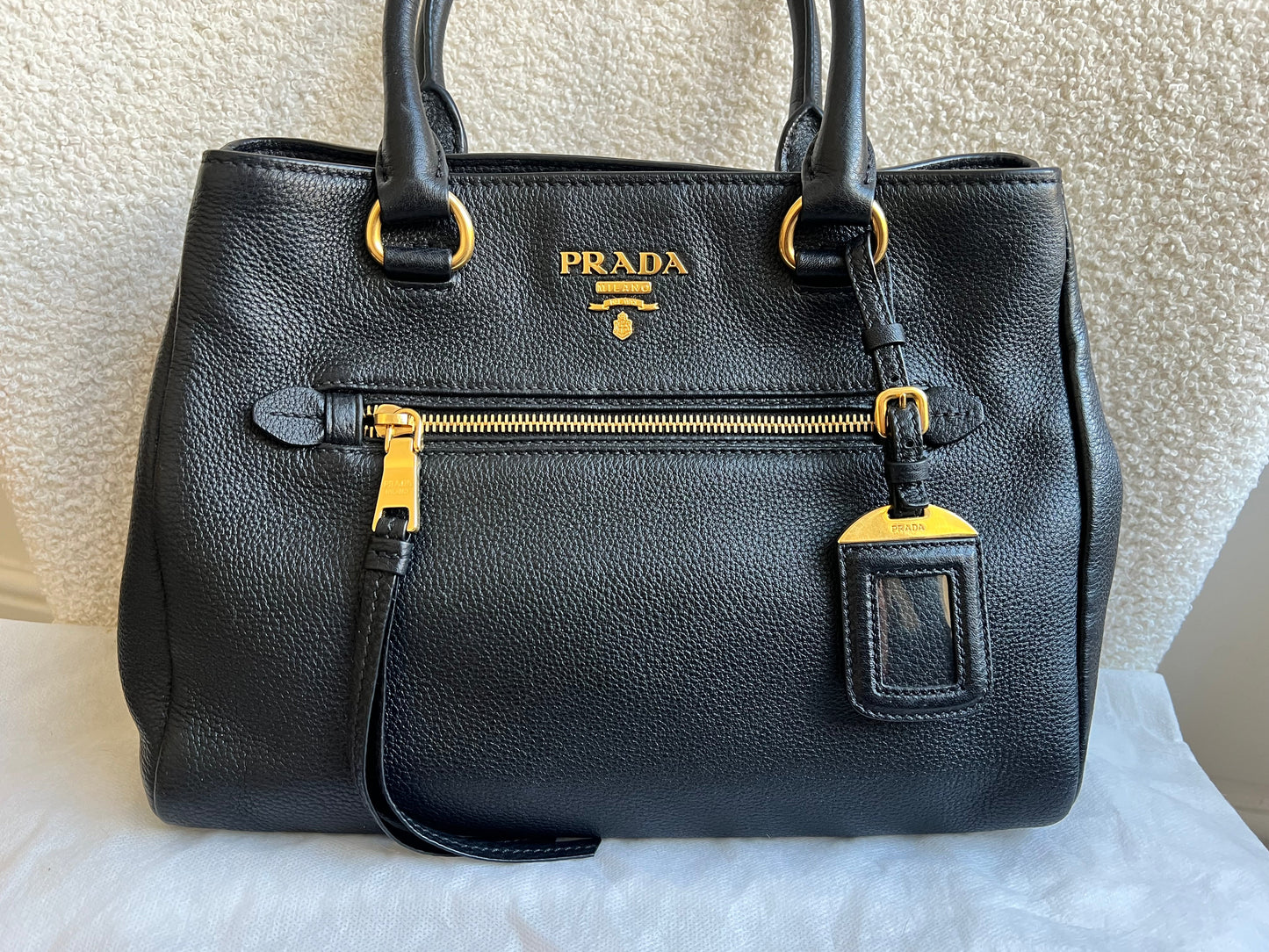 Prada Black Vitello Daino Tote