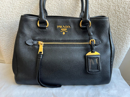 Prada Black Vitello Daino Tote