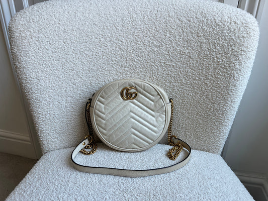 Gucci GG Round White Marmont Small Shoulder Bag (RRP £1,090)