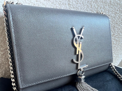 Yves Saint Laurent (YSL) Light Grey Small Kate Tassel (RRP £1,550)