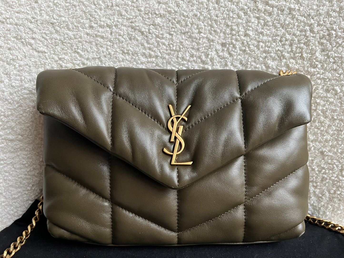 Yves Saint Laurent (YSL) Mini Puffer in Light Musk Quilted Lambskin (RRP £1720)