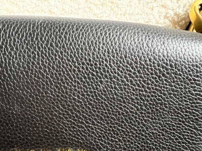 Prada Vitello Phoenix Black Small Leather Crossbody Bag Web Stripe Strap