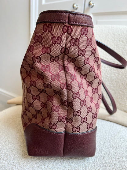 Gucci Burgundy Ophidia GG Supreme Medium Tote