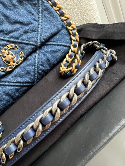Chanel Small 19 in Blue Denim