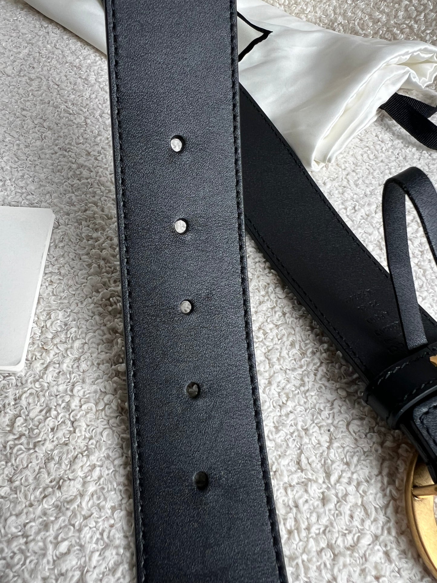 Gucci GG Marmont Black Wide Leather Belt with Shiny Gold Buckle (RRP £410)