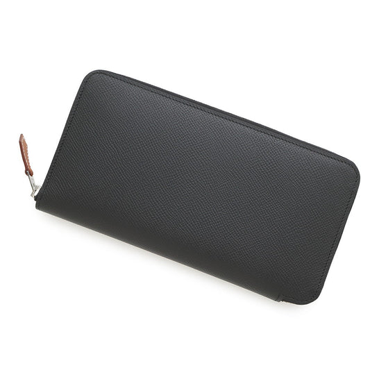 HERMES Azap Long silk in Black Epsom