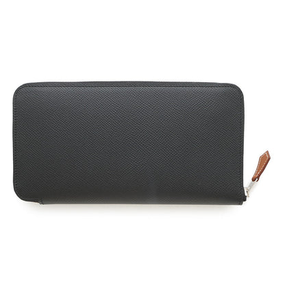 HERMES Azap Long silk in Black Epsom